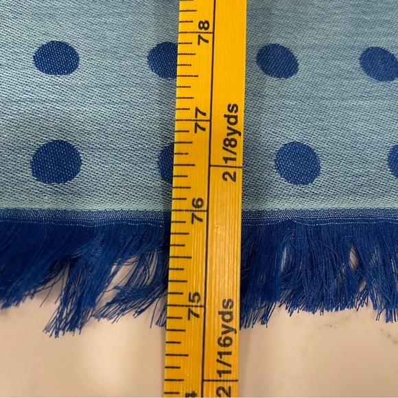 Talbots Blue Teal Dots & Stripes Scarf - Picture 4 of 7